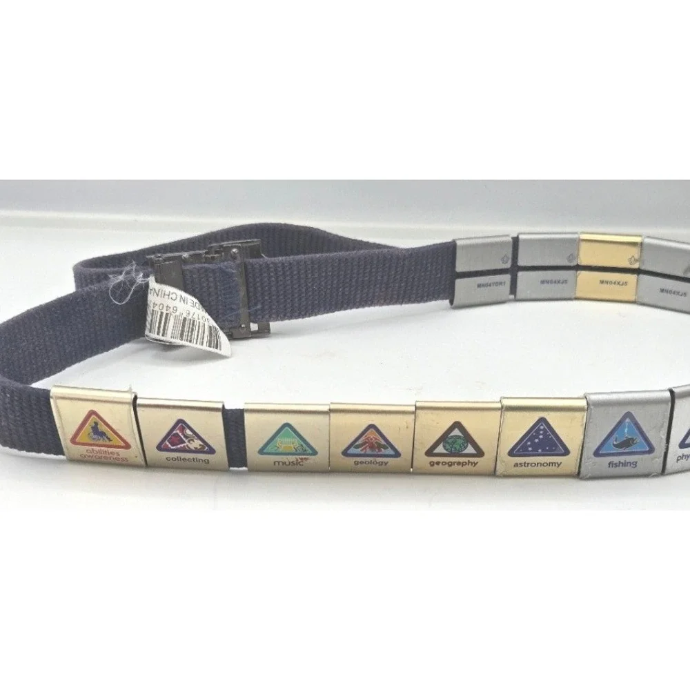 Vintage BSA Cub Scout Blue Web Belt Loaded with Metal Academics Sports Loops